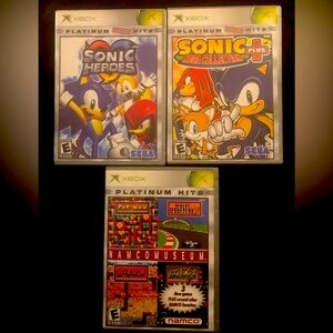 3 Xbox Games - Sonic Heroes & Mega Collection, NamcoMuseum Platinum Hits